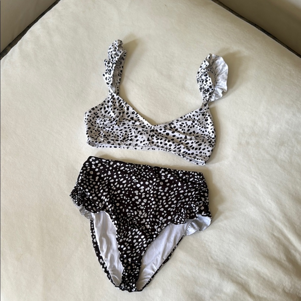 Black and White Polka Dot Bikini Set